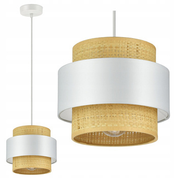Lampa wisząca w stylu boho rattanowa biała