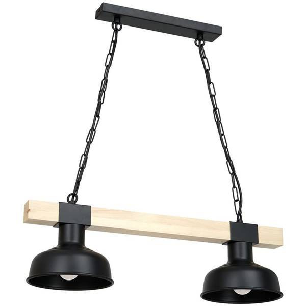 Lampa wisząca FARO CZARNA / NATURALNE DREWNO 2xE27 60W