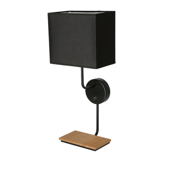 KETO KINKIET CZARNY 1X40W E14 ABAŻUR Z WŁĄCZNIKIEM