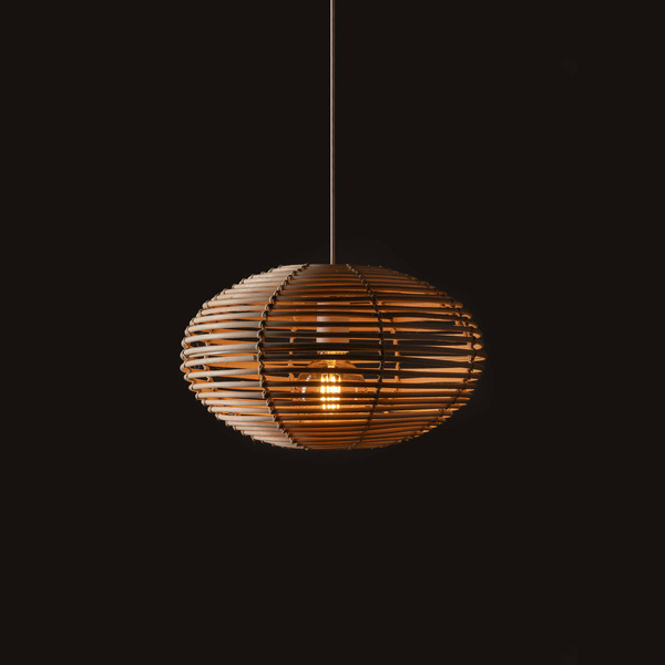 Lampa wisząca RATTAN S śr. 40cm E27 | naturalne drewno/biały