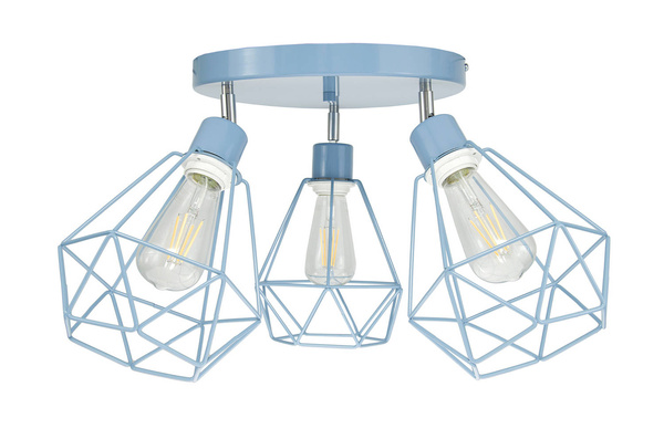  Lampa sufitowa do pokoju dziecka niebieski pastel w stylu loft druciak Carmen 3xE27