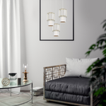 Lampa wisząca BLANCO, MLP8366, biały/transparentny/złoty, 3x60W E27