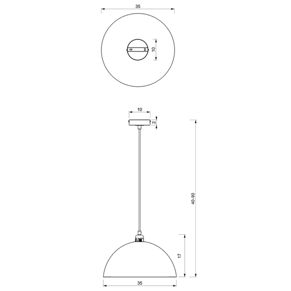 Lampa wisząca BETA, MLP8954, 35 cm, czarny/biały, 1x60W E27