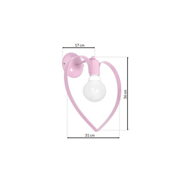 Lampa ścienna do pokoju dziewczynki  różowa  AMORE PINK 1xE27 