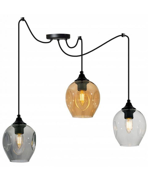 Lampa wisząca ze szklanymi kloszami nowoczesna typ Pająk 3xE27 Led 