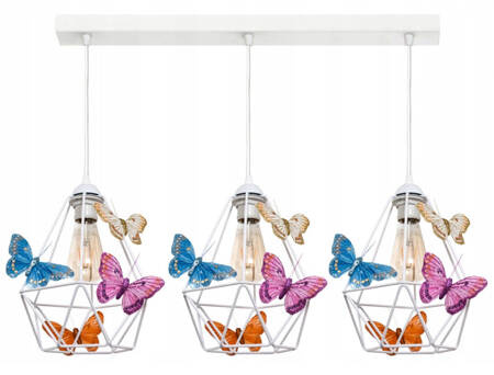 Lampa sufitowa do pokoju dziewczynki biała Motylek Loft 3xE27