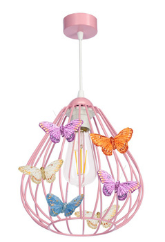 Lampa sufitowa do pokoju dziewczynki różowa Motylek Owal 1xE27