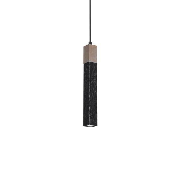 Lampa wisząca SOLO SAWN BLACK / PATINATED WOOD 1x mini GU10
