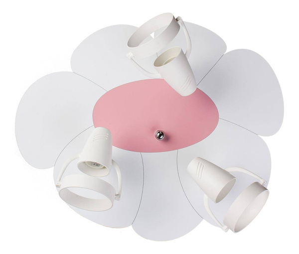Lampa sufitowa do pokoju dziewczynki biało- różowa Płatek