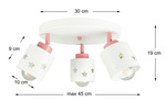 Lampa sufitowa do pokoju dziewczynki biało - różowa w gwiazdki 3xE27 led