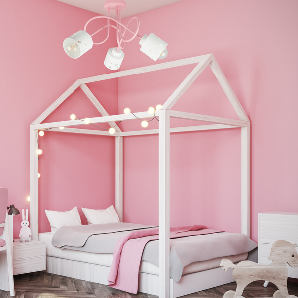 Lampa sufitowa do pokoju dziewczynki różowo-biała SERCA LOFT 3xE27