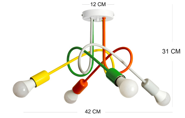 Lampa sufitowa dla chłopca i dziewczynki kolorowa w stylu loft Mondo 4 
