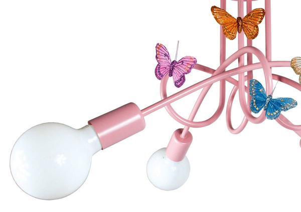 Lampa sufitowa dla dziewczynki różowa 3-punktowa Edison Motylek 3xE27 Led 