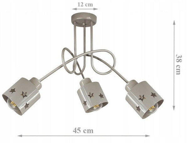 Lampa sufitowa do pokoju dziecięcego szara Star Loft 3