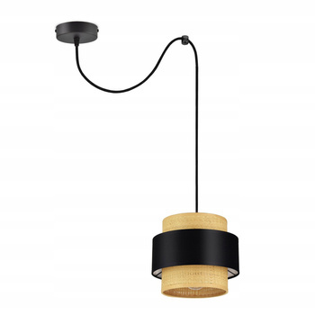 Lampa wisząca typu pająk  w stylu boho rattanowa czarna