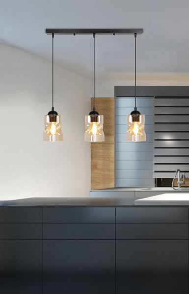 Lampa wisząca czarna/bursztynowa listwa 3xE27 Felis 33-00187