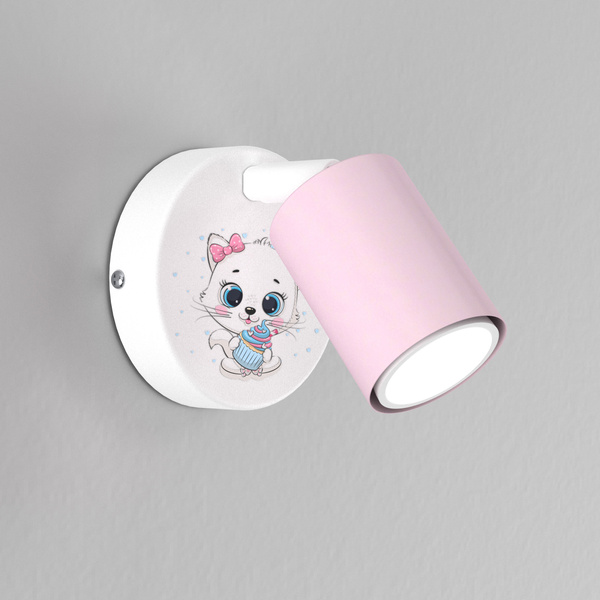 Lampa ścienna do pokoju dziewczynki z motywem kotka GU10