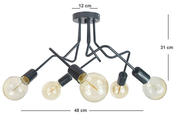 Lampa sufitowa do pokoju chłopca i dziewczynki grafitowa Luna 5