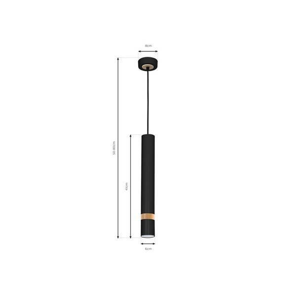 Lampa wisząca JOKER, MLP6305, czarny/drewno, 1x8W GU10