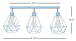 Lampa sufitowa do pokoju dziecka niebieska- nowoczesny druciak w stylu loft Carmen 3xE27