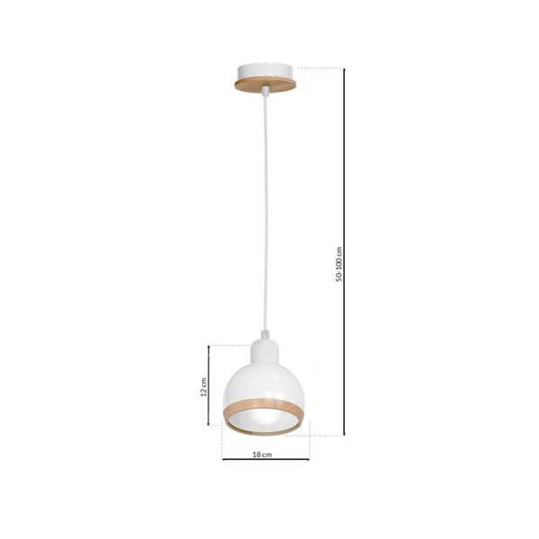 Lampa wisząca OVAL , MLP7043, biały/drewno, 1x60W E27