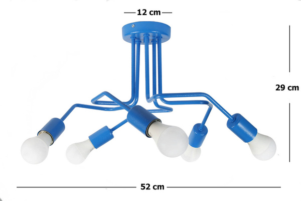  Lampa sufitowa do pokoju dziecięcego niebieska 5-punktowa Vanessa Loft 5xE27 Led 