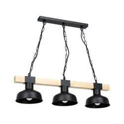 Lampa wisząca FARO CZARNA / NATURALNE DREWNO 3xE27 60W