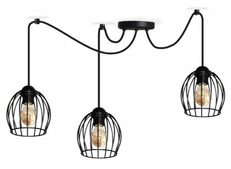 Czarna lampa wisząca typu pająk druciak owal Wire 3