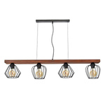 Lampa wisząca OZZY BLACK / WOOD 4xE27 60W MLP6253