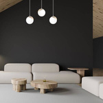 Lampa wisząca SFERA, MLP7236, biały/drewno, 3x40W E14
