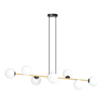 Nowoczesna lampa wisząca nad wyspę biało- złota GRAVITY 8 BL OPAL