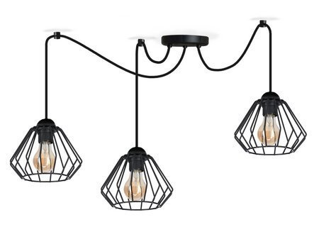 Nowoczesna czarna lampa wisząca typu pająk druciak Wire 3