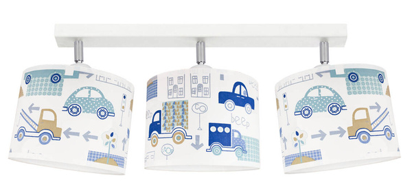Lampa sufitowa do pokoju chłopca potrójna Autka 3