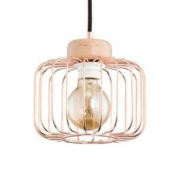 Druciana lampa kratka ALBA miedź/drewno śr. 20cm