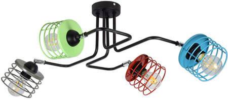 Lampa sufitowa do pokoju młodzieżowego w stylu loft Edison Koszyk 4xE27 LED