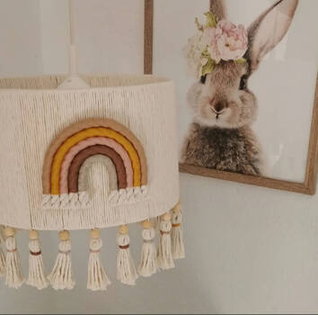 Lampa wisząca do pokoju dziecięcego w stylu Boho Tęcza Naturalne Chwosty 35 cm
