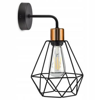 Nowoczesny kinkiet w stylu loft druciak czarno- miedziany