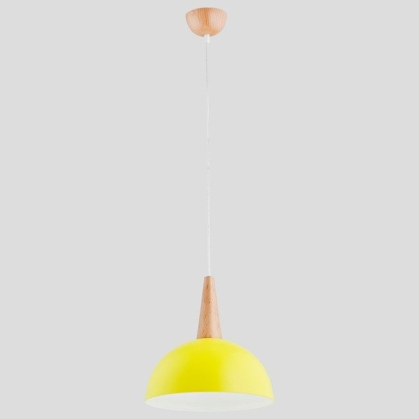 Lampa wisząca zwis ANJA drewno/żółty śr. 30cm