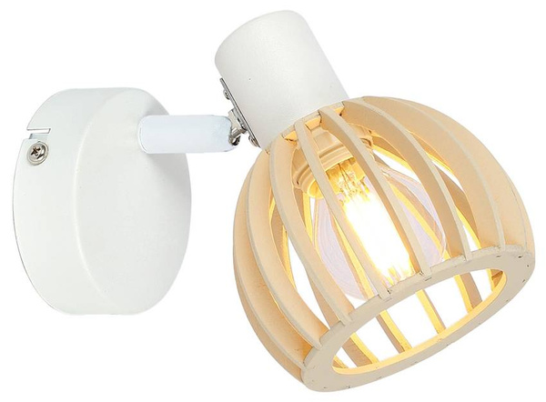 Lampa ścienna kinkiet 1X25W E14 Biały + Drewno ATARRI 91-68019