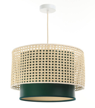 Lampa w stylu Boho  Rotang z naturalnego ratanu, zielona- średnica 60 cm