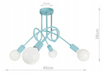 Lampa sufitowa do pokoju dziecka miętowa Tęczowy Zawijas 4xE27 Led 