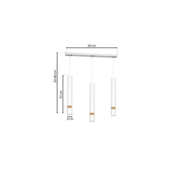 Lampa wisząca JOKER, MLP6302, biały/drewno, 3x8W GU10