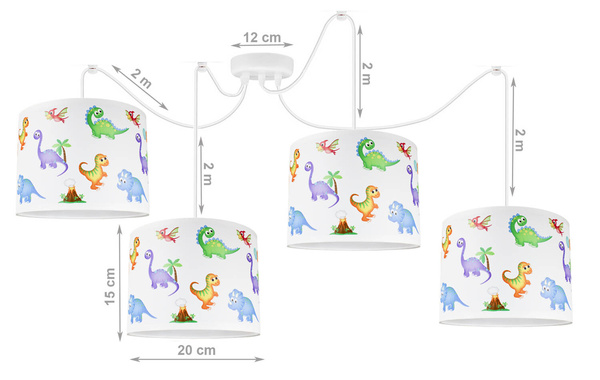 Lampa sufitowa do pokoju dziecka  nowoczesna z dinozaurami  Pająk Dino 4xE27 LED