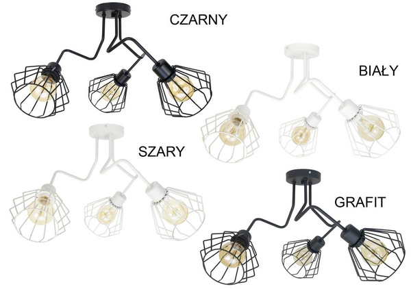 Lampa sufitowa młodzieżowa czarna Zyg Zag