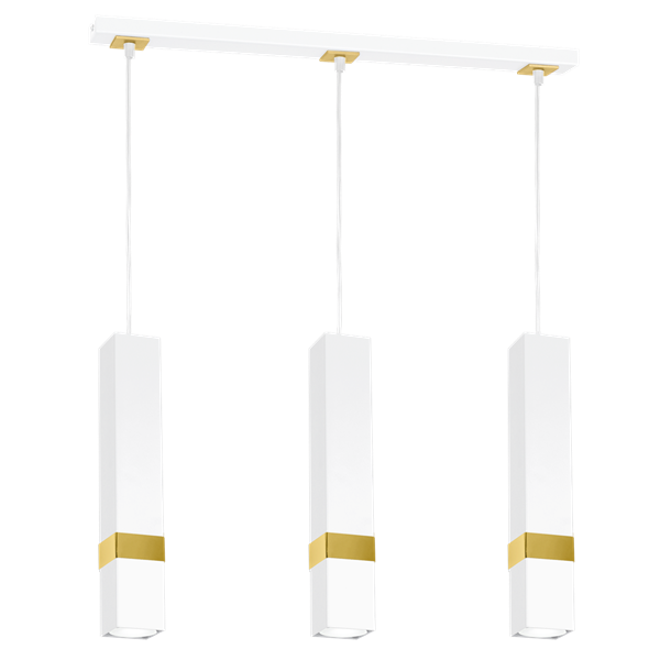 Nowoczesna lampa wisząca listwa VIDAR WHITE/GOLD 3xGU10 MLP6276