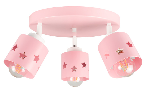 Lampa sufitowa do pokoju dziewczynki różowa w gwiazdki 3xE27