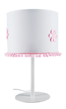 Lampa nocna do pokoju dziewczynki biało-różowa Pompony 1