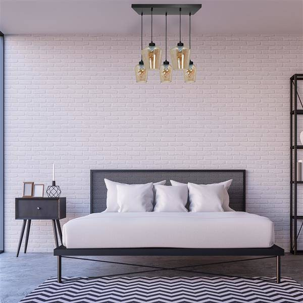 Nowoczesna lampa wisząca prostokąt SANTIAGO AMBER MLP6617