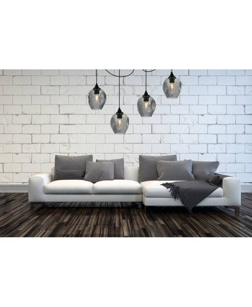 Lampa wisząca industrialna typu pająk szklane klosze 4xE27 Led 