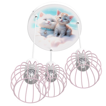 Lampa sufitowa do pokoju dziewczynki Kotki Koszyk 3xE27